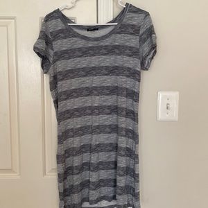 Super soft super breathable cotton nightshirt in black/gray stripe